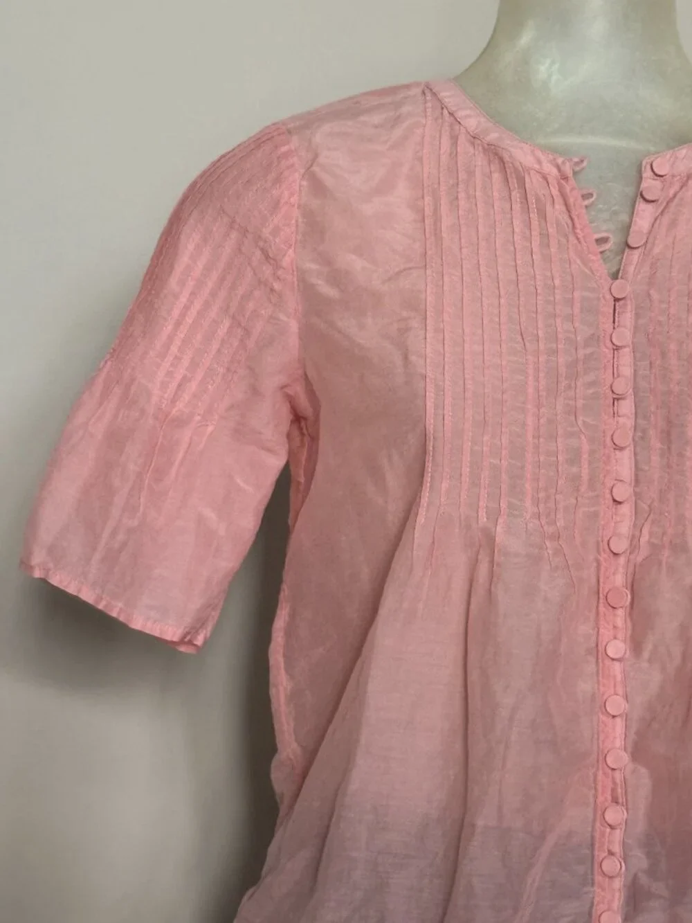 Beautiful J.Crew Silk-Cotton Voile Pintuck Top BB266 Soft Blush Pink XS $99